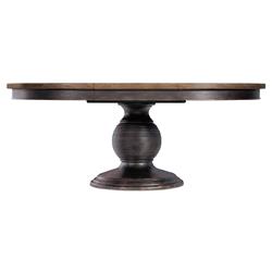Asher French Dark Brown Oak Extendable Round Dining Table - 54-76"|