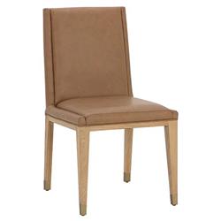 Palmerston Modern Classic Brown Faux Leather Oak Wood Dining Chair - Set of 2|