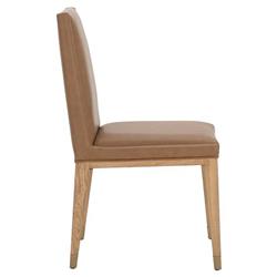 Palmerston Modern Classic Brown Faux Leather Oak Wood Dining Chair - Set of 2|