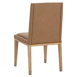 Palmerston Modern Classic Brown Faux Leather Oak Wood Dining Chair - Set of 2|