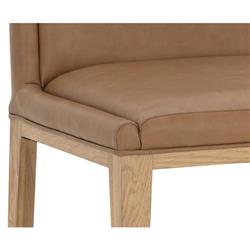 Palmerston Modern Classic Brown Faux Leather Oak Wood Dining Chair - Set of 2|