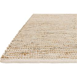 Edge Coastal Ivory Jute Leather Woven Rug - 3'6"x5'6"|