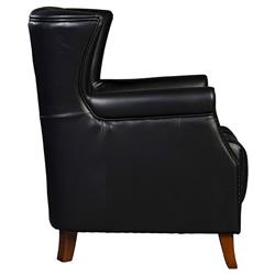 Sherriline Modern Classic Black Upholstered Leather Cushion Wing Chair|