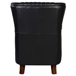 Sherriline Modern Classic Black Upholstered Leather Cushion Wing Chair|