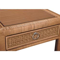 Kalea Coastal Beach Brown Woven Rattan Nightstand|
