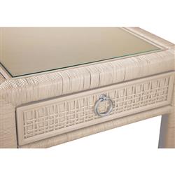Kalea Coastal Beach Beige Woven Rattan Nightstand|