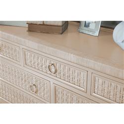 Kalea Coastal Beach Beige Woven Rattan 9 Drawer Dresser|