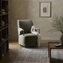 Brently Broadway Olive Linen Chair|