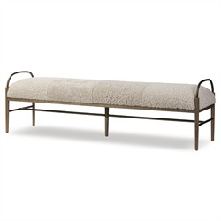 Demi Beige Shearling Accent Bench|