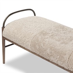 Demi Beige Shearling Accent Bench|
