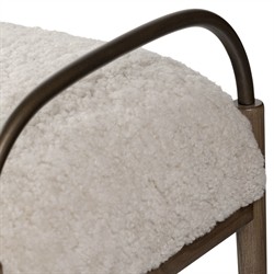 Demi Beige Shearling Accent Bench|
