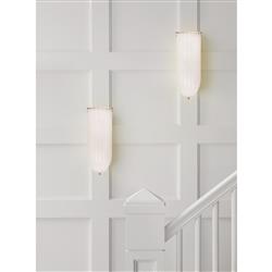 Visual Comfort Rosehill Modern Polished Nickel White Strie Glass Linear Sconce|