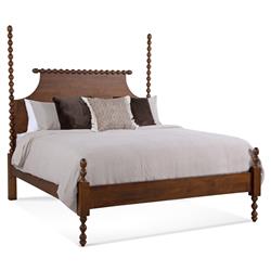 Elio Updated Traditional Brown Wood Spindle Poster Bed - Queen|