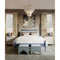 Elio Updated Traditional Brown Wood Spindle Poster Bed - Queen|