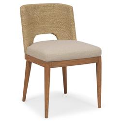 Adelyn Coastal Beach Beige Performance Brown Teak Woven Dining Chair|