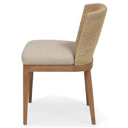 Adelyn Coastal Beach Beige Performance Brown Teak Woven Dining Chair|