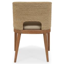 Adelyn Coastal Beach Beige Performance Brown Teak Woven Dining Chair|