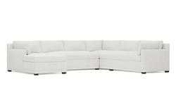 Weybridge Heathered Ivory Performance U-Chaise Sectional - Left Chaise - 142&quot;|