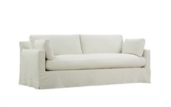 Weybridge Sea Salt Performance Slipcovered Bench Cushion Sofa - 88&quot;|