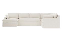 Weybridge Sea Salt Performance Slipcovered U-Chaise Sectional - Left Chaise - 142&quot;|