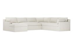 Weybridge Sea Salt Performance Slipcovered U-Chaise Sectional - Left Chaise - 142&quot;|