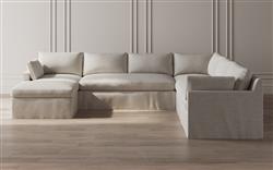 Weybridge Sea Salt Performance Slipcovered U-Chaise Sectional - Left Chaise - 142&quot;|