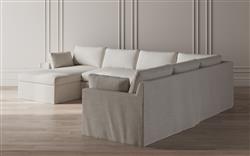 Weybridge Sea Salt Performance Slipcovered U-Chaise Sectional - Left Chaise - 142&quot;|