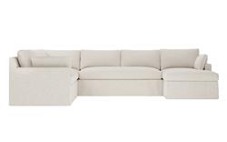 Weybridge Sea Salt Performance Slipcovered U-Chaise Sectional - Right Chaise - 142&quot;|