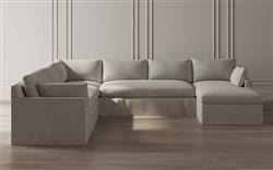 Weybridge Sea Salt Performance Slipcovered U-Chaise Sectional - Right Chaise - 142&quot;|