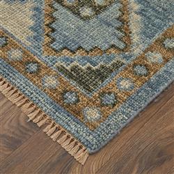 Avery Global Bazaar Blue Wool Medallion Patterned Hand Knotted Rug - 5G??x8GǦ|