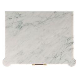 Melrose French Country Carrara Marble Mink Wood Nightstand|