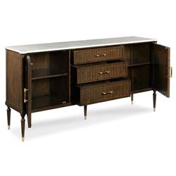 Melrose French Country White Marble Mink Wood Sideboard|