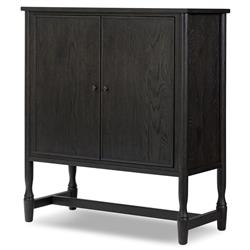 Bari Cracked Smoked Black Oak Bar Cabinet|