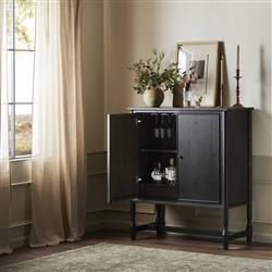 Bari Cracked Smoked Black Oak Bar Cabinet|