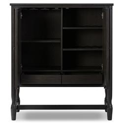 Bari Cracked Smoked Black Oak Bar Cabinet|