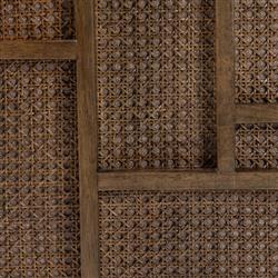 Jun Coastal Beach Dark Beige Performance Brown Cane Wood Swivel Arm Chair|