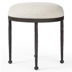 Calix French Country Off White Shearling Iron Accent Stool|