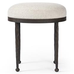 Calix French Country Off White Shearling Iron Accent Stool|