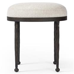 Calix French Country Off White Shearling Iron Accent Stool|