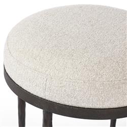 Calix French Country Off White Shearling Iron Accent Stool|