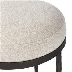Calix French Country Off White Shearling Iron Accent Stool|