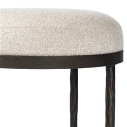 Calix French Country Off White Shearling Iron Accent Stool|