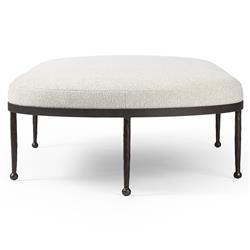 Calix French Country Off White Shearling Iron Cocktail Ottoman|