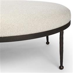 Calix French Country Off White Shearling Iron Cocktail Ottoman|