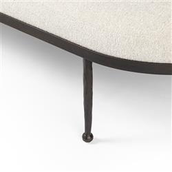 Calix French Country Off White Shearling Iron Cocktail Ottoman|