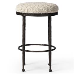 Calix French Country Cream Boucle Iron Counter Stool|