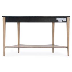 Estrella French Country Beige Wood Demilune Console Table|