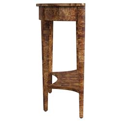 Estrella French Country Traditional Burl Demilune Console Table|
