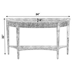 Estrella French Country Traditional Burl Demilune Console Table|