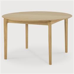 Ava Modern Classic Brown Oak Round Extendable Dining Table - 51"-71"|